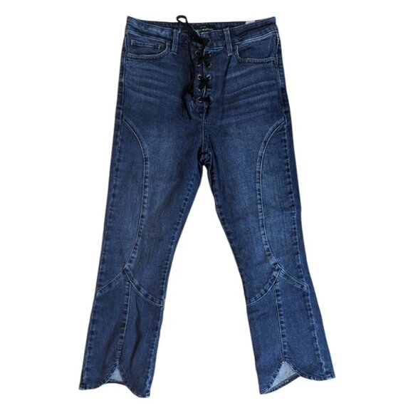 Lucky Brand Womens Medium Wash Blue Lace Up Jeans - Picture 1 of 6